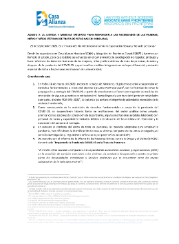 ACCESO A LA JUSTICIA Y MEDIDAS EFECTIVAS PARA RESPONDER A LAS NECESIDADES DE LAS MUJERES, NIÑAS Y NIÑOS VÍCTIMAS DE TRATA DE PERSONAS EN HONDURA